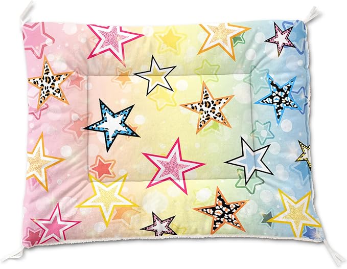 HOSIMA Star Pattern Pet Bed Mat,Fuzzy Washable Pet Crate Pad,Soft Cozy Dog Sleeping Mat,Plush Pad Suitable for Medium Dog Bed,38L*32W Inch,Colorful.