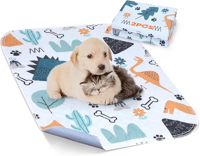 FURTIME Washable Pee Pads for Dogs, Super Absorbent, 2 Pack 18"x24" Blue | Reusable Puppy Pads Pet Training Pads, 100% Waterproof Non-Slip Puppy Pee Pads Whelping Dog Playpen Crate Potty Pads