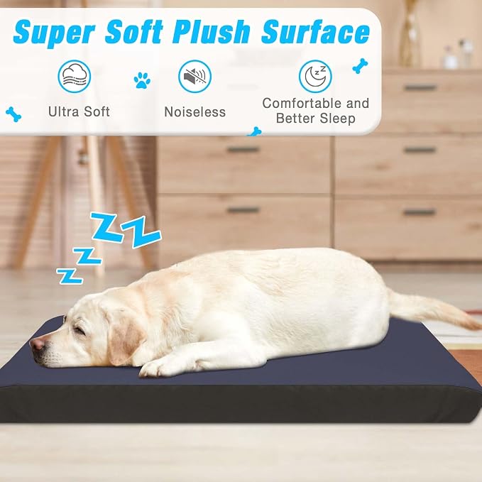 Dog Bed Covers Replacement Washable 100% Waterproof Dog Bed Sheets, Soft & Noiseless Pet Bed Cover, 2 Pack, 42" x 28" Blue