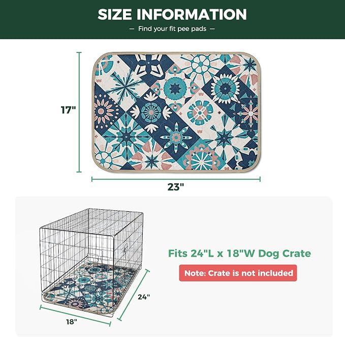 FXW Washable Pee Pads for Dogs, Super Absorbent, 17" x 23", 2 Packs | Machine washable, Non-slip backing