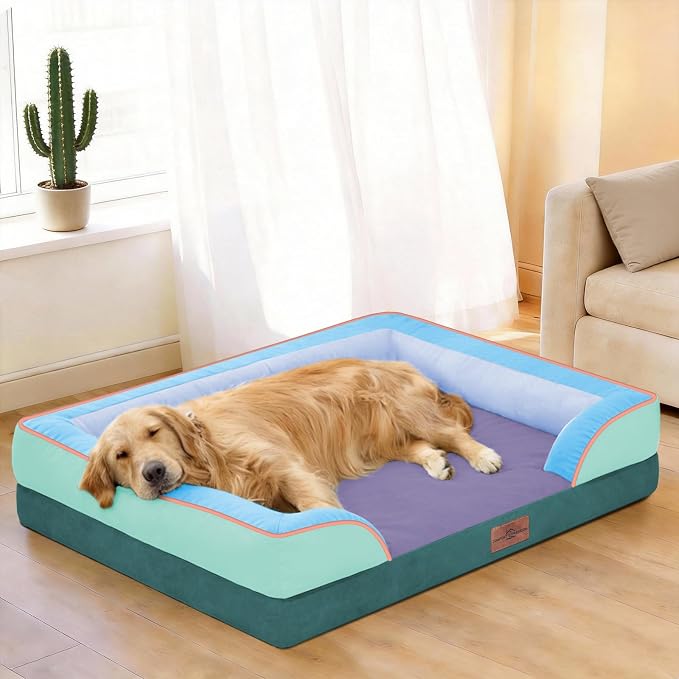 Comfort Expression Orthopedic Dog Beds for Large Sized Dog with Bolster | Waterproof Dog Couch Bed with Washable Cover & Non-Slip Bottom, Supportive Egg Crate Foam Large Pet Bed, 36x27 Inch