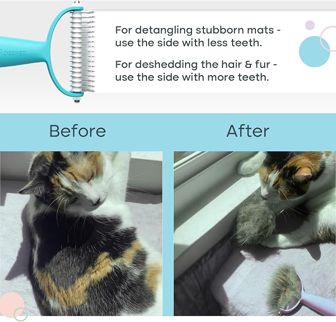 Uproot Clean Undercoat Rake & Pet Dematting Comb, Gentle on Skin: 2in1 Tool | Effective Deshedding Brush for Fur on Cats & Dogs, Designed to Prevent Irritation.Gentle on All Coat Types & Easy to Clean