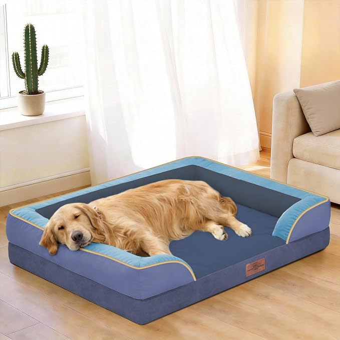 Comfort Expression Orthopedic Dog Beds for Large Sized Dog with Bolster | Waterproof Dog Couch Bed with Washable Cover & Non-Slip Bottom, Supportive Egg Crate Foam Large Pet Bed, 36x27 Inch