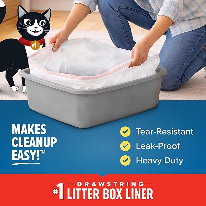 Jonny Cat Heavy Duty Tear-Resistant Litter Box Liners, Super, 39in x 21in, 15ct