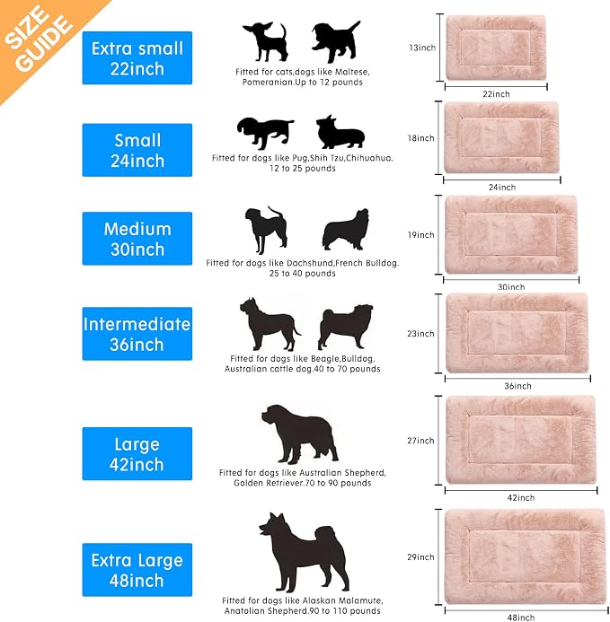 Dog Crate Pad Washable Dog Bed for Crate Small Cozy Mat 22-Inch Pink | Ultra Soft Kennel Pad,Anti-Slip Bottom,Fits for Most Metal Crates,Comfortable Sleeping Pet Mat