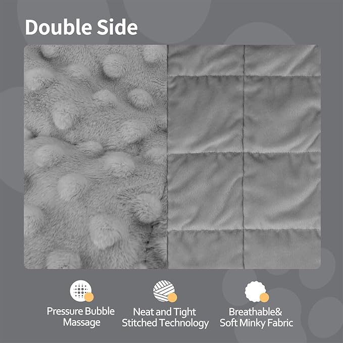 LaSyL Weighted Blanket for Pets | Thunder Blanket for Dogs Anxiety | Premium Soft Minky | Relaxation & Calming & Anti Anxiety | Used in Car, Bed, Couch | Dark Grey, Washable Small (24"x32")