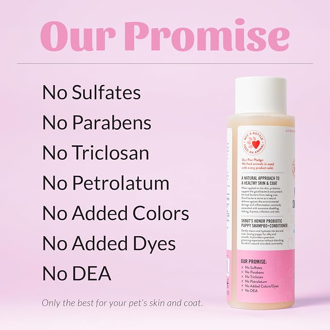SKOUT'S HONOR Probiotic Puppy Shampoo and Conditioner - Happy Puppy, 16 oz | Natural 2-in-1 for Puppies and Dogs, Microbiome-Friendly with Avocado Oil & Omega-3s, Paraben & Sulfate-Free