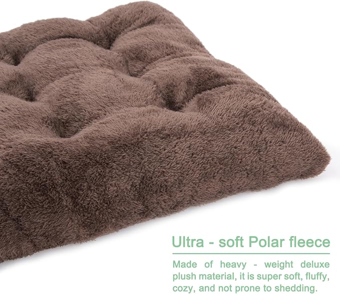 POMIU 2-Pack Dog Bed, Washable Deluxe Plush Crate Beds with Anti-Slip | Machine Washable Kennel Pad Sleeping Mat for Large, Medium and Small Dogs