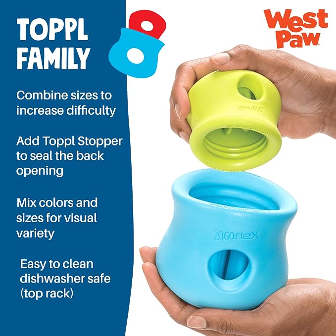WEST PAW Zogoflex Toppl Interactive Treat Dispensing Puzzle Dog Toy for Mental Stimulation & Enrichment-Holds Kibble & Treats-Lickable, Freezable & Dishwasher Safe-Made in USA-Large-Sunflower Yellow