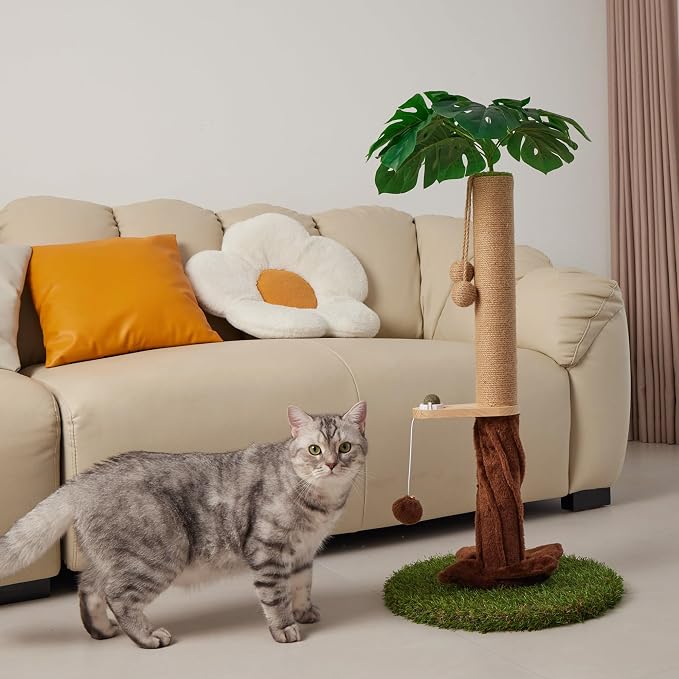 Cat Scratching Post, Cat Scratcher Kitten Scratch Post，Sisal Rope for Indoor Cats, Claw Scratcher for Indoor Cats and Kittens (Catnip Ball)