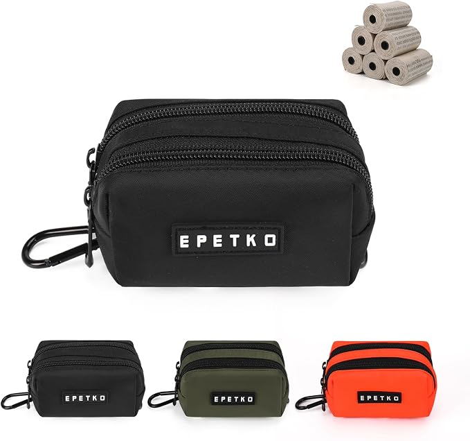 Dog Training Treat Pouch, Treat Bag Fanny Pack with Double-Zip Pocket and Four-Button Closure Waterproof Durable Dog Treat Pouch with 1 Roll of Dog Waste Bags
