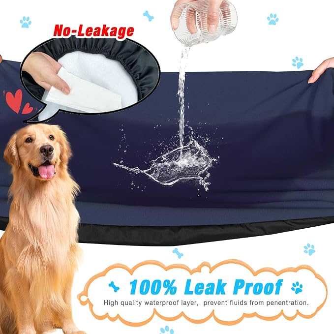 Dog Bed Covers Replacement Washable 100% Waterproof Dog Bed Sheets, Soft & Noiseless Pet Bed Cover, 2 Pack, 36" x 23" Blue