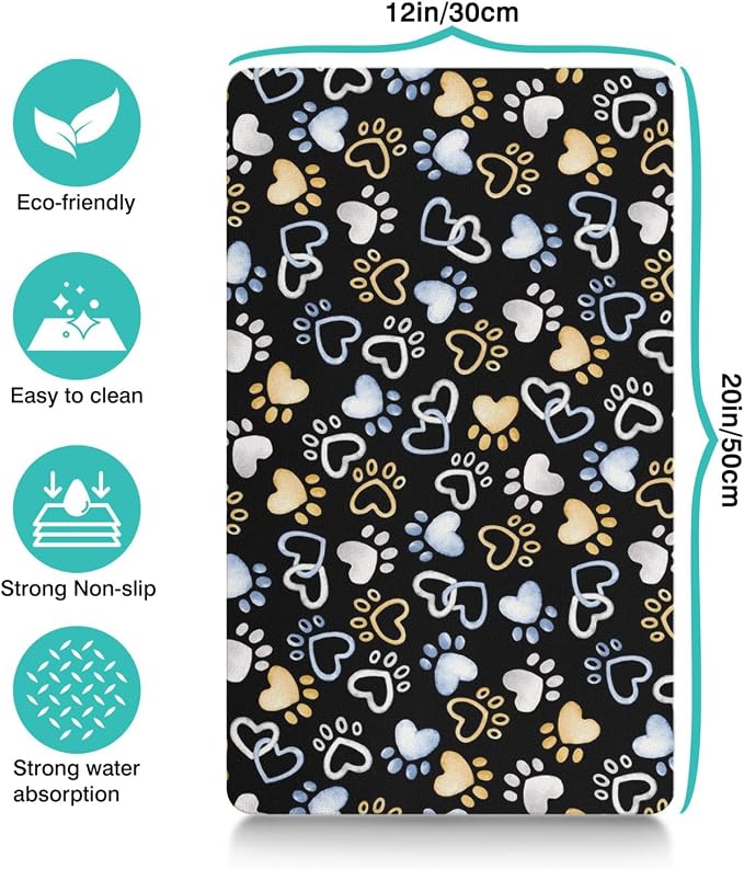 Dog Mat Pet Feeding Mat for Food and Water Absorbent 20x12in Quick Dry Dog Water Bowl Mat