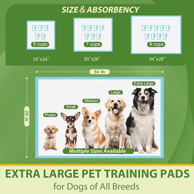 DEEP DEAR Extra Large Dog Pads 28"x34", 30 Count Thicker Puppy Pads XL, Super Absorbent Pee Pads for Dogs, Disposable Incontience Underpads for Doggies, Cats, Rabbits, Pups, Leak-Proof Pet Potty Mats