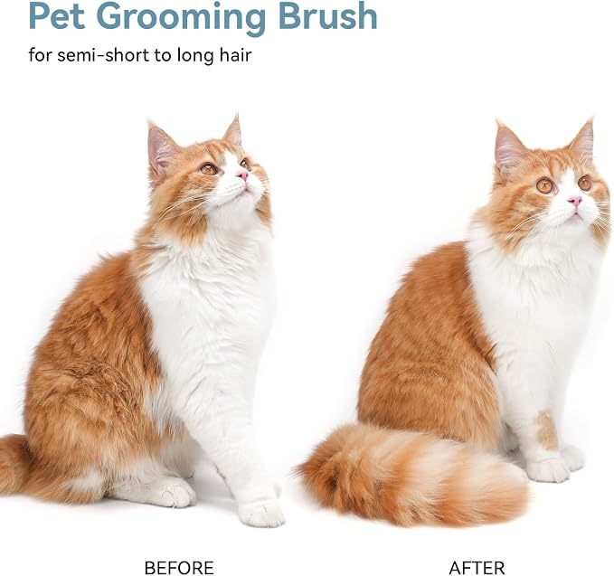 Aumuca Skin Friendly Self-Cleaning Slicker Brush for Dogs & Cats, Gentle Pet Grooming Tool for Shedding & Deshedding, Efficient Hair Remover for Long & Short Haired Pets | Self Cleaning Pet Brush for Long or Semi-Short Haired Cats, Removing Loose Fur &...