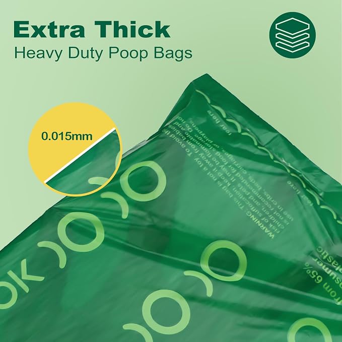MIZOK Dog Poop Bags Rolls, 540 Count, 65% Recycled Material Poop Bags for Dogs, Leakproof, Extra Thick Durable and Easy Tear-Off, Unscented