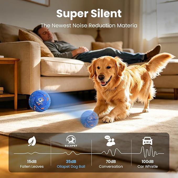 Interactive Dog Toys Dog Ball - Auto Bouncing & Rolling, Chew-Resistant E-TPU Material, 3 Interactive Modes, IPX7 Waterproof, Smart Chase Pet Toy Ball for Medium and Large Dogs (Blue)