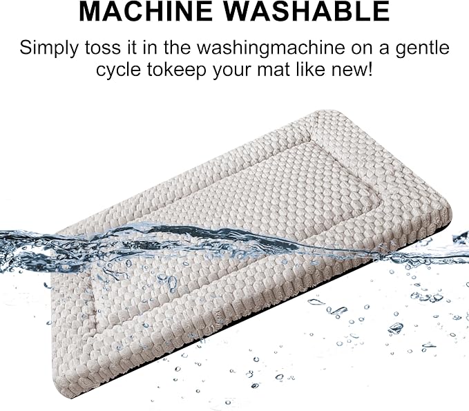 Dog Bed Mat,Reversible & Ultra Soft Kennel Pad-Machine Washable Pet Bed for Dogs & Cats-All-Weather Crate Liner for Crates,Carriers & Travel (Light Gray, 24" L x 18" W x 1.5" Th)