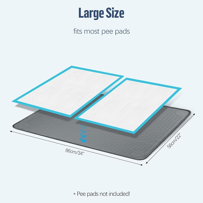 Pee Pad Holder for Dogs 34''x22'' Silicone Puppy Pee Pad Tray, Dark Grey | Extra Large Dog Potty Tray Leak-Proof, High Edge, No Spill Training Pads for Floor Protection, No Pee Pads