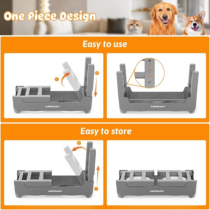 URPOWER Raised Dog Bowls 4 Height Adjustable Elevated Bowl Stand | Stainless Steel Water Bowl Non-Slip Dog Food Bowls Stand for Small Medium Large Dogs and Pets