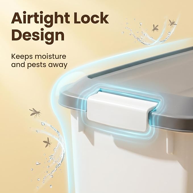 30 Lbs Airtight Pet Food Storage Container with Scoop Dog Cat Food Bin | dog food container airtight;cat food storage bin airtight;apartment pet food storage;