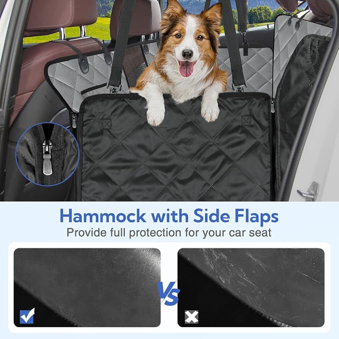 Kytely Heavy Duty Dog Car Seat Cover, 100% Waterproof & Scratch-Proof Backseat Protector with Mesh Window – Non-Slip Hammock for Cars Trucks SUVs, Keep Seats Clean & Dog Comfortable