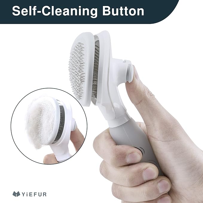 Cat Brush for Shedding, Self Cleaning Brush for Long & Short Hair Cats | Removes Loose Hair,Gentle Massage,For Indoor Cats,Reduces Shedding,Soft Rounded Tips,Ergonomic Silicone Handle,Easy Grooming