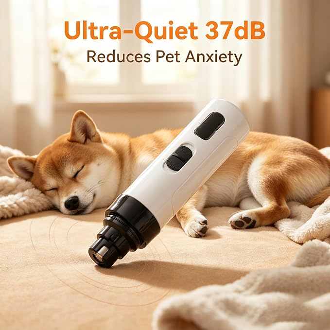 silent paws Dog Nail Grinder – Quiet Trimmer for Dogs Cats | Electric Dog Nail Grinder Quiet , Rechargeable 2-Speed Pet Claw Trimmer for Small Dogs&Cats, Pet Pro Grooming Tool