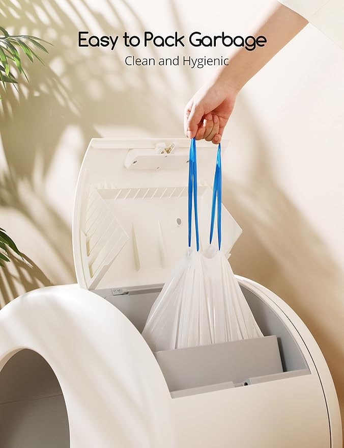 MeoWant Cat Litter Box Liners, Drawstring Receptacles Bags Thickened Waste Bag for MeoWant MW-SC01/SC02/SC09 Automatic Cat Litter Box, 20pcs