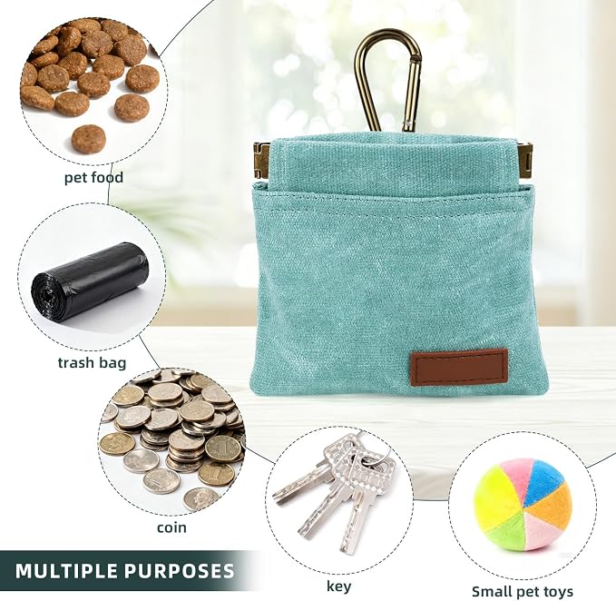 1 Pcs Pocket Pet Training Pouch,Dog Treat Pouch (Cyan) | For Portable Pet Dog Walking Bag, Travel or Outdoor Use