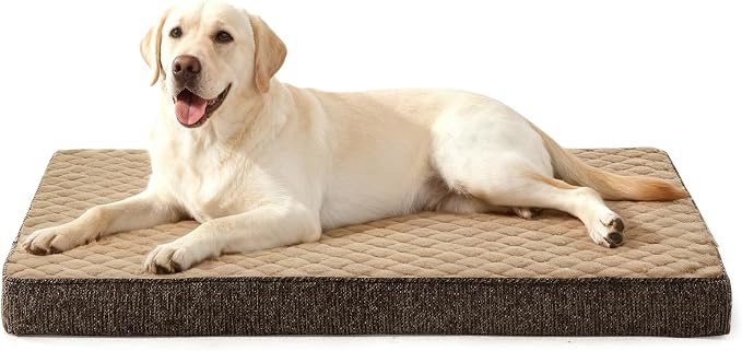 JOEJOY XL Dog Bed for Large Dogs up to 80 lbs, Fits 41" & 42" Crates, Orthopedic Egg Crate Foam Pet Bed with Washable Cover & Waterproof Liner, Non-Slip Bottom (41"x27", Brown)