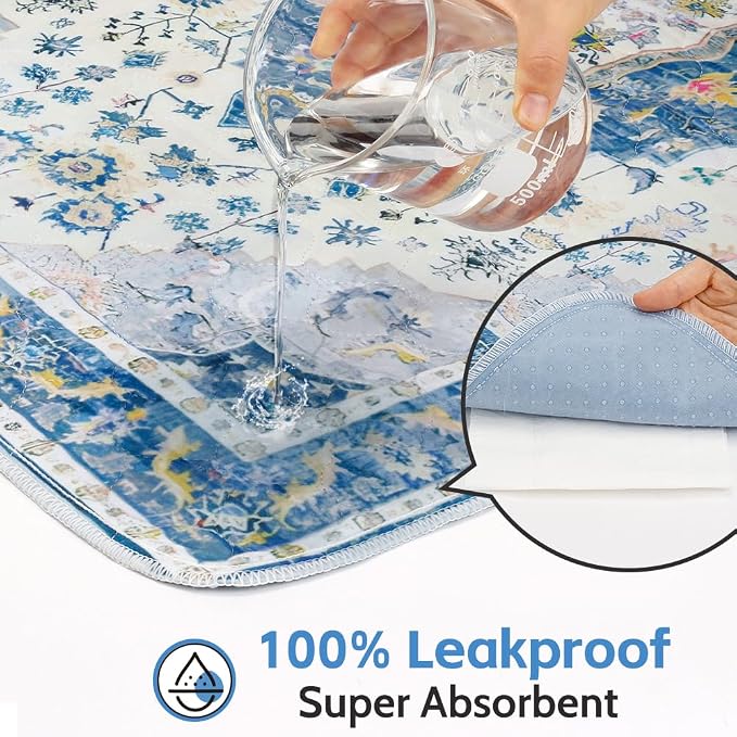 Washable Pee Pads for Dogs, 2 Pack Reusable Puppy Training Pads 40"x26" Super Absorbent Waterproof Dog Training Pads, Non-Slip Potty Pads, Whelping Pads Litter Mat Blue Medallion