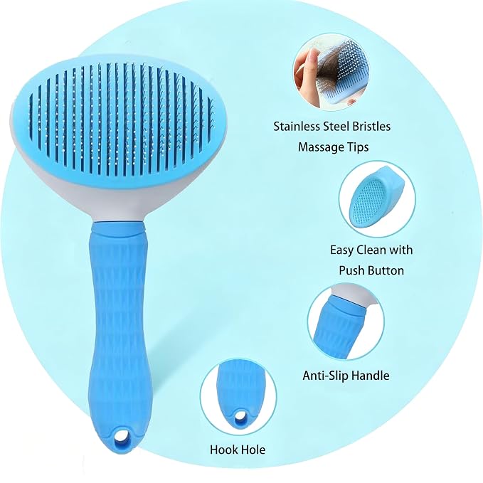 3 PCS Self Cleaning Slicker Brush for Dogs, Cats, Pet Grooming Combo Deshedding Grooming Massaging Tool Undercoat Shedding Haired Pets Hair Removal Glove