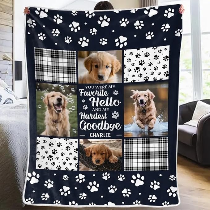 Pamaheart Custom Dog Face Blankets, Personalized Pet Photo Blanket, Fleece Dog Blankets, Customized Photo Throws, Dogs Dad Gifts, Pet Lover Gifts, Memorial Gift /40
