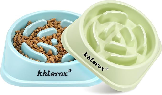 Yopnoyik 2 Pack Slow Feeder Dog Bowls for Healthy Eating, Non-Slip and Anti-Choking Design, Reduces Bloating & Overeating for Large Dogs, Easy to Clean
