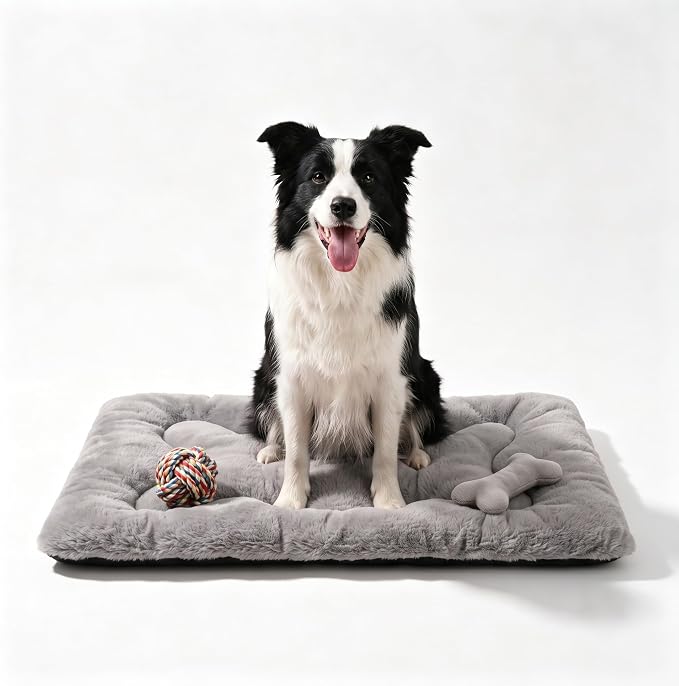 Dog Bed 36" for Metal Crate Pad,Washable Sleeping Mat for Medium/Large Pets | Soft faux rabbit fur, non-slip,machine wash/dry, plush cushioning, for crates, floors & travel, multiple sizes for all breeds