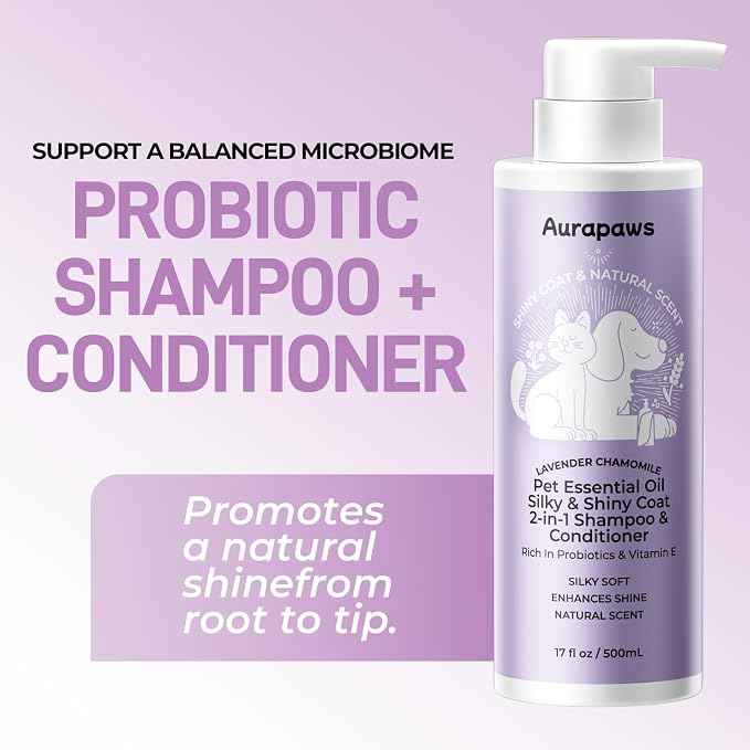 Probiotic Dog Shampoo and Conditioner, Lavender Floral, 17oz Each | Supports Skin Barrier, Nourishes, Conditioner, Detangles, Moisturizes, Clean, Balanced Skin Microbiome, for Soft, Shiny Coats