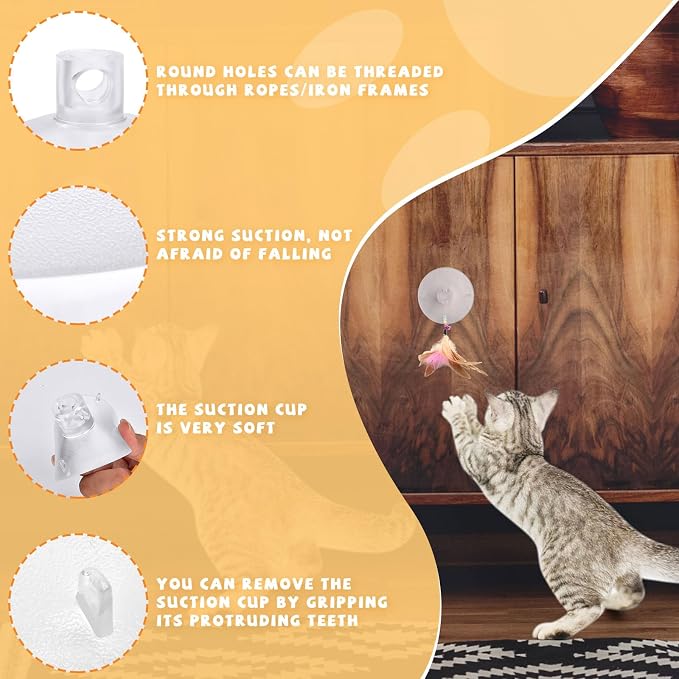 4 Pieces Cat Window Perch Suction Cup Powerful Window Bed Seat Replacement Suction Cup Clear PVC Sucker Pads for Cat Hammocks/Window Seat/Perch