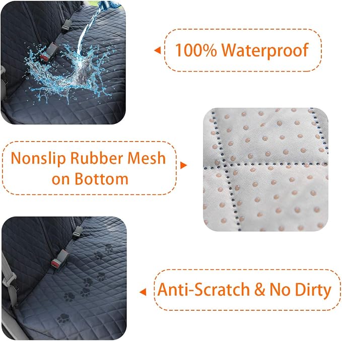 Honest Dog Car Seat Covers, Dog seat Cover with Side Flap for Cars, Trucks, and Suv's - Waterproof & Nonslip Pet Seat Cover for Backseat