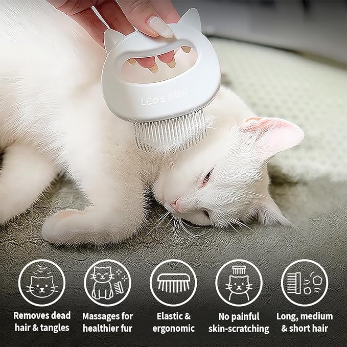 Leo's Paw The Original Pet Hair Removal Massaging Shell Comb | Soft Deshedding Brush Grooming and Shedding Matted Fur Remover Dematting tool for Long and Short Hair Cat Dog Puppy Bunny