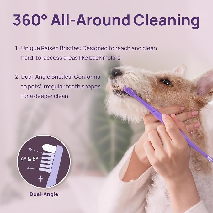 HICC PET Toothbrush for Dogs & Large Cats, Ergonomic Pet Toothbrush for Easy Teeth Cleaning,Gentle on Gums, Cat & Dog Oral Care – Toothpaste Not Included