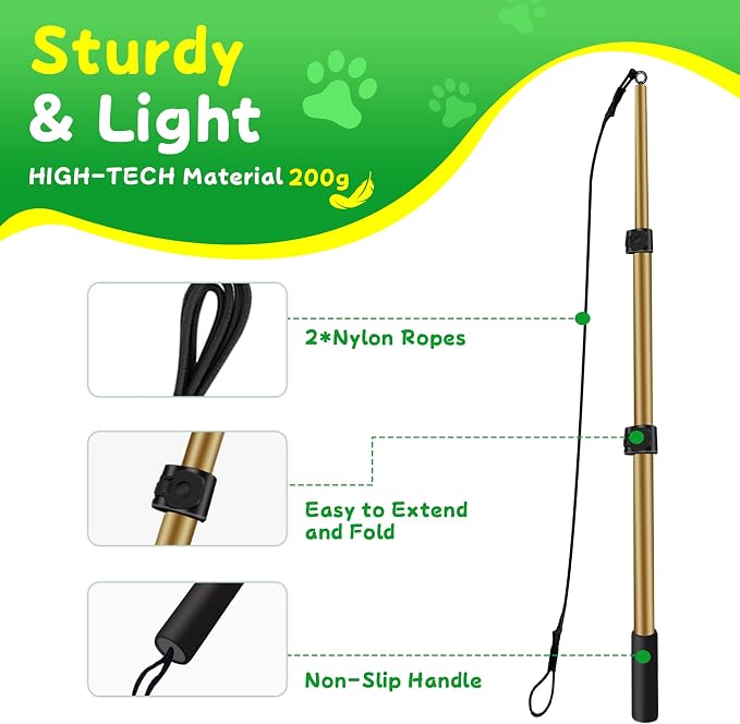 Flirt Pole for Dogs, Interactive Dog Toys Extendable Teaser Wand with Lure Chewing Toys, Chase and Tug of War for Small Medium Large Dogs Training Playing Exercise