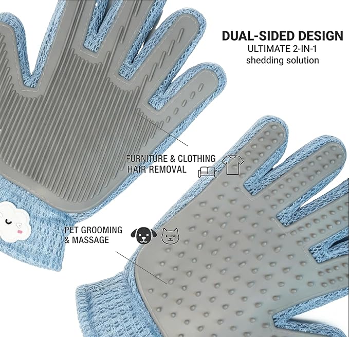 MEUOMIW Pet Hair Remover Glove, Efficient Dog & Cat Grooming Glove, Deshedding Brush for Shedding Control, Perfect for Bathing, Massage and Short/Long Fur (1-Pack, Right-Hand)