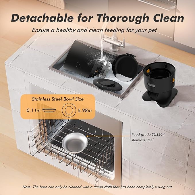 Automatic Cat Feeder - 5L Anti-Clog Cat Food Dispenser Keeps 2-15mm Dry Food Fresh, 10s Voice, 1-6 Meals/Day, Programmable Portions, 180-Day Battery Life, Easy to Clean Auto Pet Feeder for Small Dog