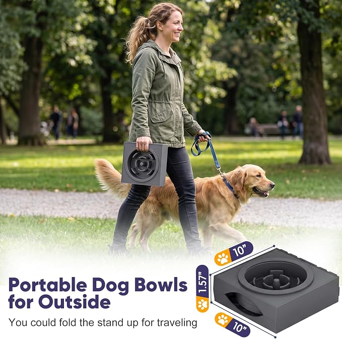 XIAZ Elevated Dog Bowls Large Breed Raised Dogs Bowl Stand Large/Medium Sized Dog Slow Feeder Dogs Bowls Food Water Stands 5 Heights Adjustable 9/11/12/14in Pet Feeder Dish Station