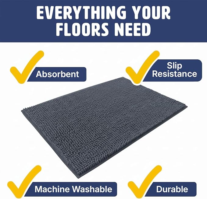 Muddy Mat® | Cat Litter Mat 18"x28", Litter Trapping Mat, Super Absorbent Scatter Control, Soft on Paws, Slip Resistant Washable Kitty Litter Mat, Traps Litter, Protects Floors, Charcoal
