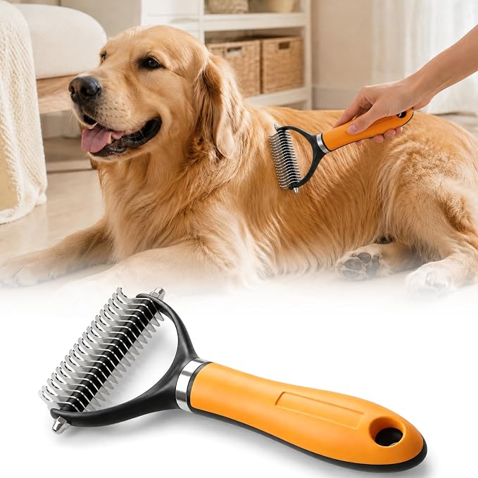 Pet Grooming Brush, Pets Knotted Dog Grooming, Pets Knotting Comb, Professional Pet Deshedding Brush, Deshedding Comb Fur Brushes, Shedding Brushes For Dogs And Cats (Orange)