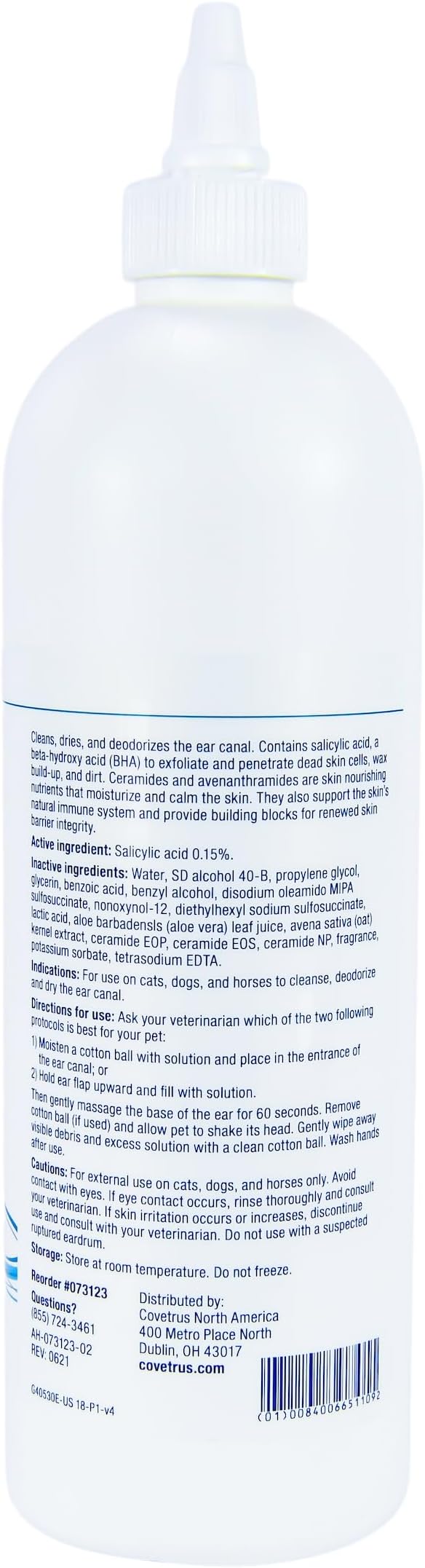 CeraSoothe® SA Ear Cleansing Solution for Dogs, Cats & Horses – Salicylic Acid Formula to Remove Wax, Debris & Odor, 16 oz