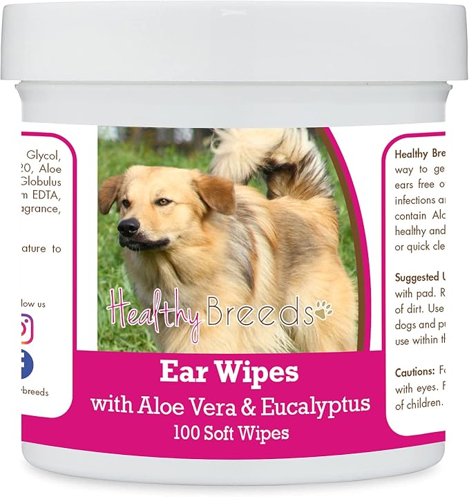 Healthy Breeds Chinook Ear Cleaning Wipes with Aloe & Eucalyptus for Dogs 100 Count