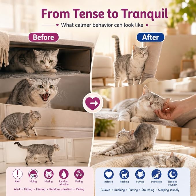Cat Pheromones Calming Diffuser 2 Box, No Plug Required, Composure for cats | Helps Reduce Spraying, Scratching, Meowing & Aggression, Up to 60 Days, 660 sq ft Coverage, for Home & Travel